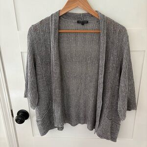 Eileen Fisher Linen Silk Blend Open Cardigan. Size Large.